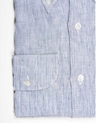 Patrick Hellmann Collection Linen Shirt Withe Blue Stripes  thumbnail 4